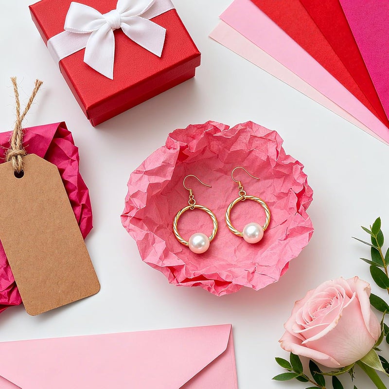 Koogel 330 Sheets Red Tissue Paper, 14 x 10 inch Pink Gift Wrapping Paper for Birthday Wedding DIY Crafts 6 Colors - Image 3